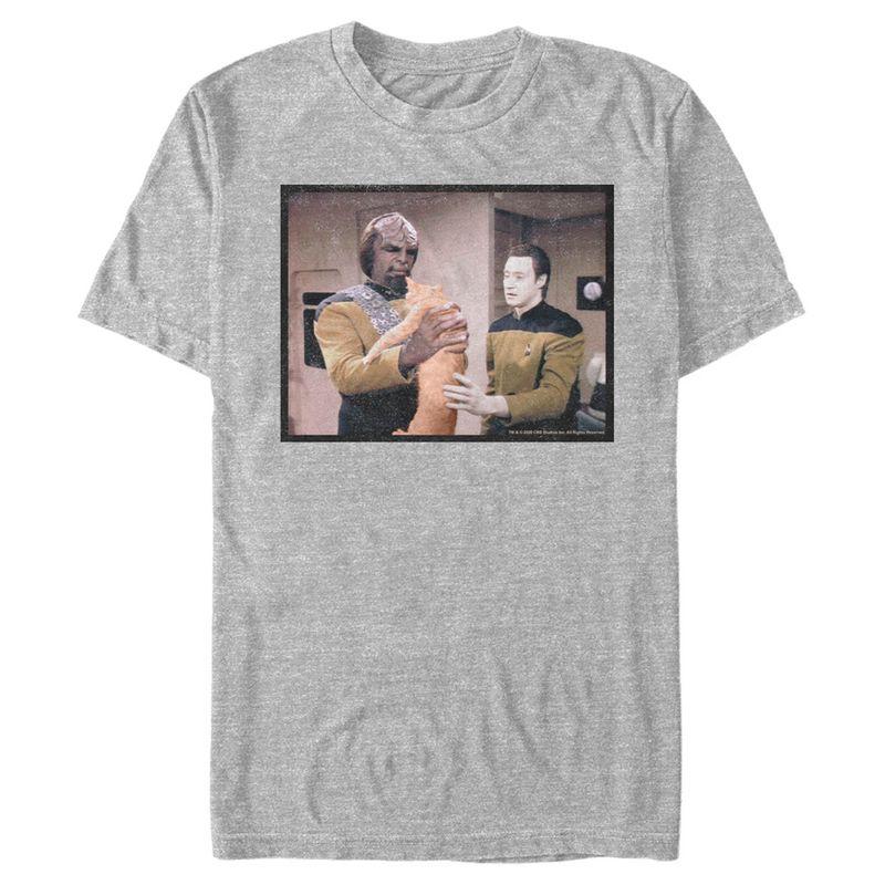 Men's Star Trek: The Next Generation Worf and Data What Do We Do With This Cat T-Shirt, 1 of 6