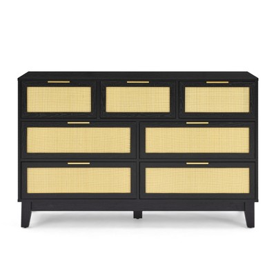 TIRAMISUBEST 7-Drawer Dresser with Multi-Door Storage - Black Bedroom Organizer