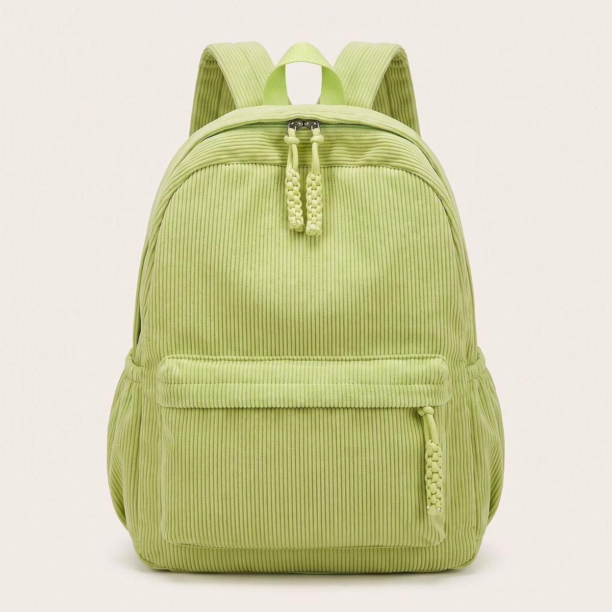 Alilang Corduroy Backpack with Front Zip Pocket Adjustable Straps and Spacious Everyday Storage - thumbnail 6
