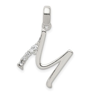 Black Bow Jewelry Sterling Silver and CZ, Lauren Collection, Initial M Pendant - 1 of 4