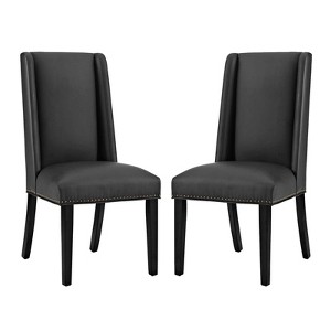 Modway Baron Dining Chair Vinyl Set of 2 - Black - 1 of 4