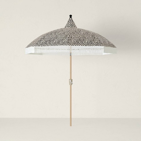 7.5' x 7.5' Patio Market Umbrella Ziomara Black Fringed - Opalhouse™ designed with Jungalow™ - image 1 of 4