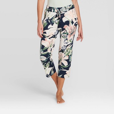 Women's Floral Print Beautifully Soft Cropped Pajama Pants - Stars