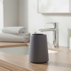 Evideco French Home Goods Elegant Stoneware Bathroom Tumbler & Toothbrush Holder - Flared Shape, 14 oz - 1 of 4