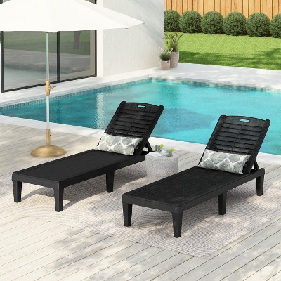 Merax 2-Piece Outdoor Chaise Lounges with Adjustable Backrest