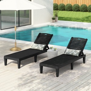 Merax 2-Piece Outdoor Chaise Lounges with Adjustable Backrest - 1 of 4