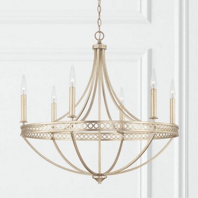 Isabella Winter Gold 6-Light Candelabra Chandelier with Ornate Pattern