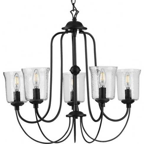 Progress Lighting Bowman 5-Light Chandelier, Matte Black, Clear Glass Shades - image 1 of 3