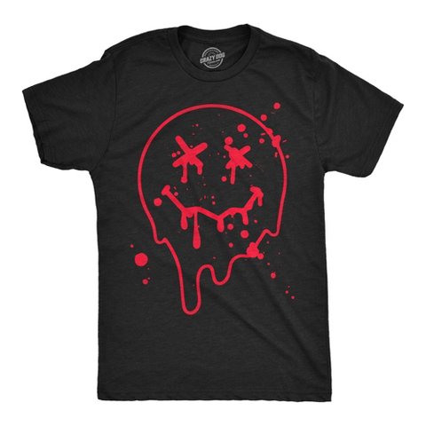 Мужские футболки Crazy Dog T-Shirts, Inc. Mens Funny T Shirts Bloody Smiling Face Sarcastic Halloween Graphic Novelty Tee For Men - Crazy Dog Men's T Shirt For Halloween Season Black S