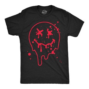 Mens Funny T Shirts Bloody Smiling Face Sarcastic Halloween Graphic Novelty Tee For Men - Crazy Dog Men's T Shirt For Halloween Season - 1 of 4