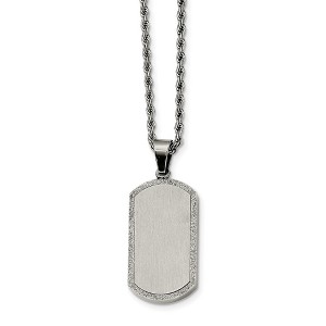 Black Bow Jewelry Stainless Steel Laser Cut Dog Tag Necklace 22 Inch - 1 of 4