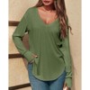 Imily Bela Womens Deep V Neck Tunic Tops Long Sleeve Oversized Casual Loose Fit Curved Hem T Shirts - 2 of 4