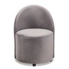 Bethel Velvet Fabric Upholstered Rolling Accent Chair Gray - Baxton Studio: Studded, Curved Backrest, Wood Frame - 2 of 4