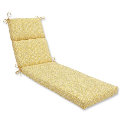 Outdoor/Indoor Herringbone Yellow Chaise Lounge Cushion - Pillow Perfect