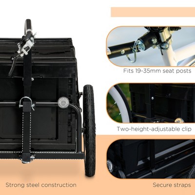 Black Steel Bike Trailer Wagon with Removable Storage Box