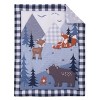 Little Love by NoJo National Park Navy Buffalo Check, Gray, Blue, and Brown Camping Bear, Deer, and Fox 3 Piece Mini Crib Bedding Set - 2 of 4