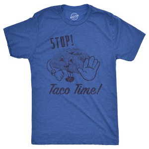 Mens Stop Taco Time T Shirt Funny Mexican Food Tee For Guys - Crazy Dog Men's T Shirt - 1 of 4