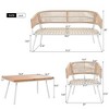 Gulches 4-Piece Boho Rope Patio Conversation Set Acacia Wood Table, Olefin Fabric Cushions, Deep Seating for Backyard Porch Balcony (Beige) - 3 of 4