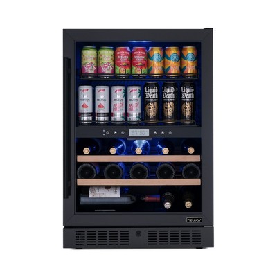 Newair 24" Black Stainless Steel Dual Zone Wine and Beverage Refrigerator