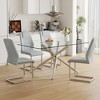 5-Piece Dining Set with Tempered Glass Table and 4 PU Chairs - 3 of 4