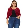 Agnes Orinda Women's Plus Size Shrug 3/4 Sleeves Lace Tie Neck Crop Bolero Cardigan - 3 of 4