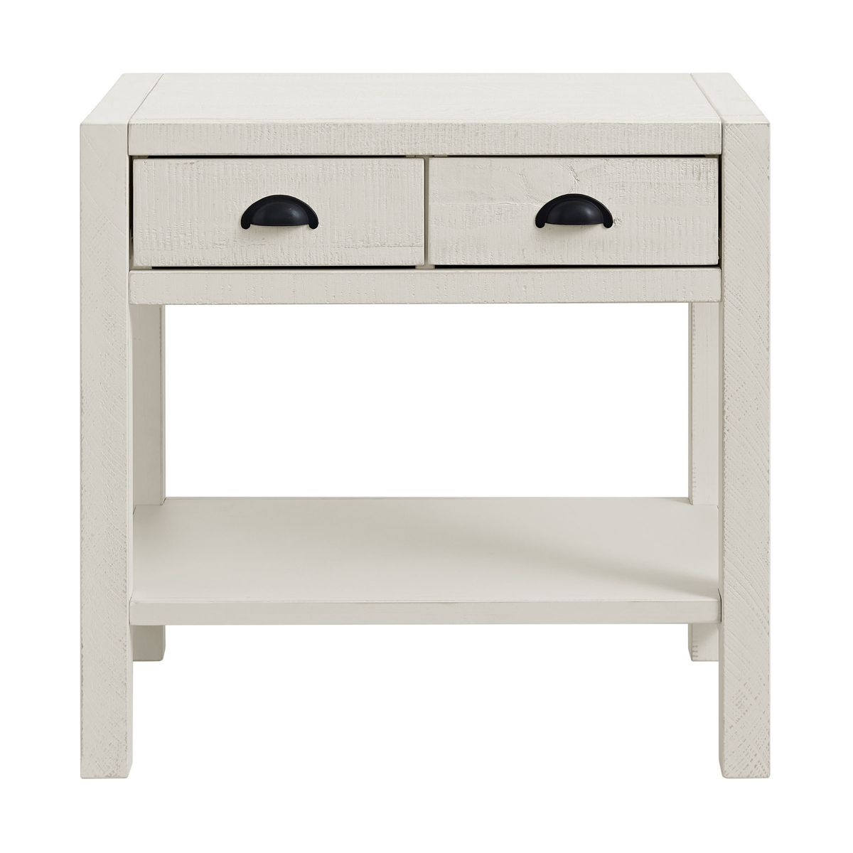 Alaterre Furniture Arden 2-Drawer Nightstand with Open Shelf, Solid Pine Wood, Driftwood White Finish, Metal Drawer Glides, Ideal for Bedroom Storage - thumbnail 9