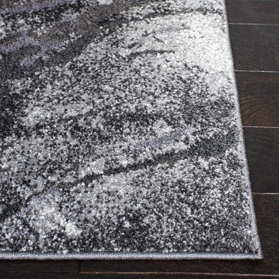 Eclipse Abstract Dark Grey/Light Grey Hand-Knotted Rug