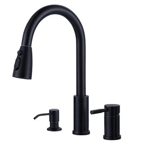 WOWOW 4 in. Single Handle Pull Down Sprayer Kitchen Faucet with Soap Dispenser - 1 of 4