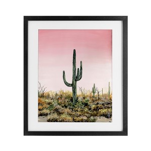 Stupell Industries Saguaro Glow Cactus Framed Print Under Glass - 1 of 4