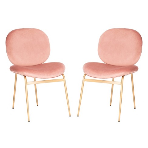 Set Of 2 Jordana Round Side Chair Dusty Rose Gold Safavieh