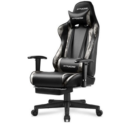 GTRACING Gaming Chair, Retractable Footrest, Premium Faux Leather, Adjustable Computer Office Chair