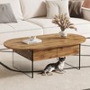 KIGFTSOD Cozy Natural Oval Double Drawer Coffee Table with Multi-Functional Design, MDF Top and Glass Legs - 2 of 4