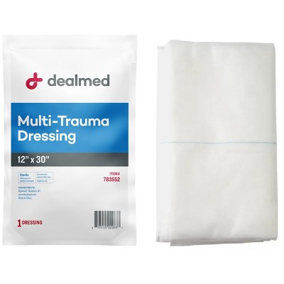 Dealmed Multi-Trauma Dressing, Sterile Oversized Pad for Absorbency, Protection and Padding, White (Pack of 1)