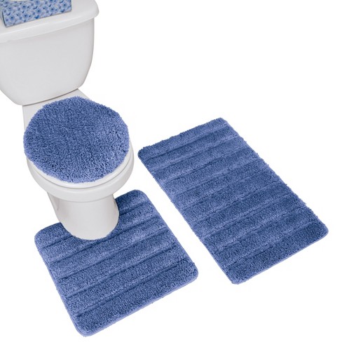 Collections Etc 3-piece Tufted Skid-resistant Bath Rug Set Set Blue ...