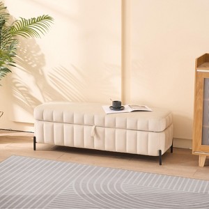 Hrinhom 49.2" W Upholstered Velvet Storage Soft Bench with Metal Legs - 1 of 4