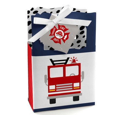 Big Dot of Happiness Fired Up Fire Truck - Firefighter Firetruck Baby Shower or Birthday Party Favor Boxes - Set of 12