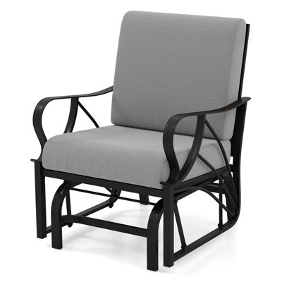 Tangkula Patio Glider Chair Single Outdoor Rocking Chair w/ Seat & Back Cushions