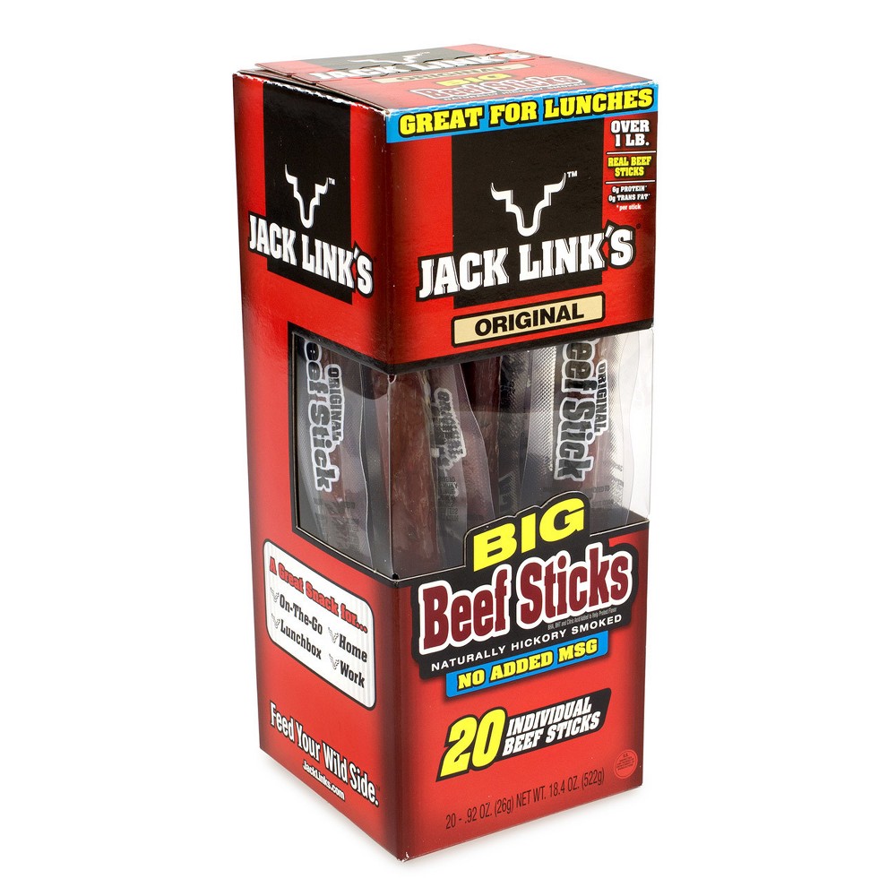 Best by 03-29-2025)) Jack Link's Big Beef Sticks, Original, 0.92 Oz, 20 Ct