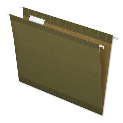 Pendaflex Earthwise by Pendaflex 100% Recycled Colored Hanging File Folders, Printable Inserts, Letter Size, 1/5-Cut Tabs, Green, 25/BX