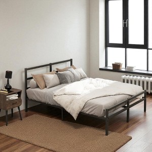 Mshliw Twin/Queen Metal Platform Bed Frame with Headboard, Sturdy Metal Slats, No Box Spring Needed, Modern Noise-Free Bed Base - 1 of 4