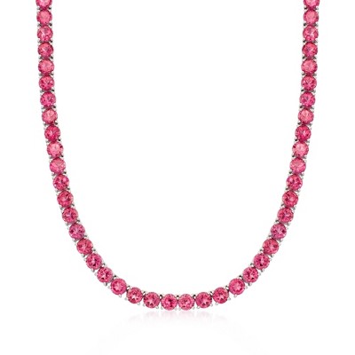 Ross-Simons 50.00 ct. t.w. Pink Topaz Tennis Necklace in Sterling Silver