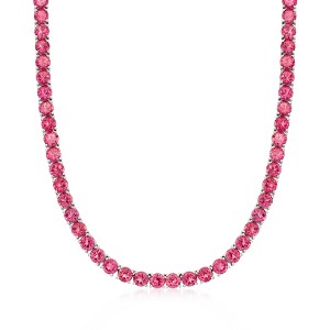 Ross-Simons 50.00 ct. t.w. Pink Topaz Tennis Necklace in Sterling Silver - 1 of 4