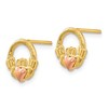 Black Bow Jewelry 9mm Two Tone Claddagh Post Earrings in 14k Yellow and Rose Gold - image 2 of 4