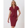 INSPIRE CHIC Women's Short Sleeve Blazer Jacket Pencil Skirt Business Suit Set 2 Pcs - 2 of 4