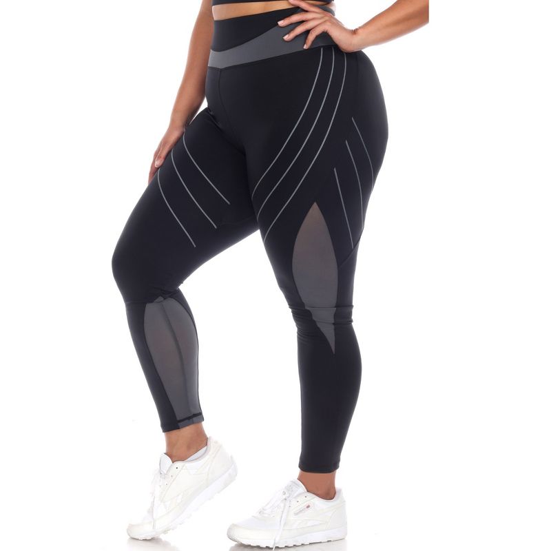 White Mark - Plus Size High-Waist Reflective Piping Fitness Leggings, 2 of 5
