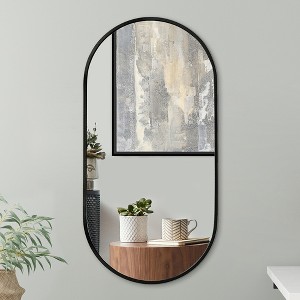 Americanflat - 19x39 Large Oval Mirror Pill Shaped Aluminum Frame for Living Room Bedroom Bathroom - 1 of 4