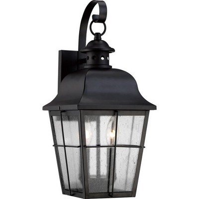 Mystic Black 18.5" Copper Outdoor Lantern with Seeded Glass