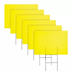 Okuna Outpost 6 Pack Yard Signs with Stakes, Corrugated Plastic Sheets, H Stakes, Neon Yellow, 17 x 12 In
