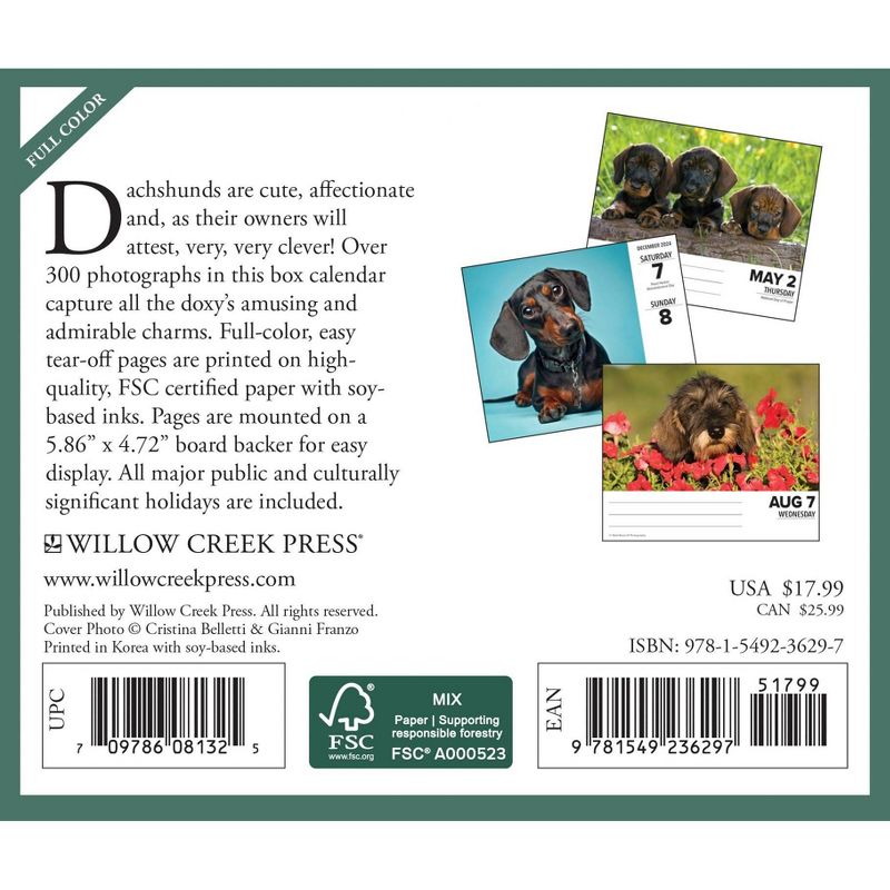 Willow Creek Press 2024 Daily Desk Calendar 5.2&#34;x6.2&#34; Dachshunds, 2 of 6