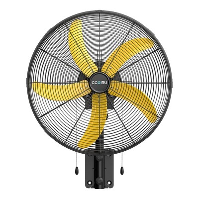 Ihomadore 20" Black Yellow Industrial Metal Pull Chain Wall Fans